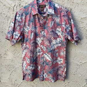 Cooke Street Men's Hawaiian Leaf Print Shirt Medium Excellent